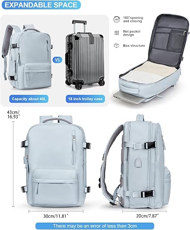 40L Travel Backpack – Carry-On & Laptop