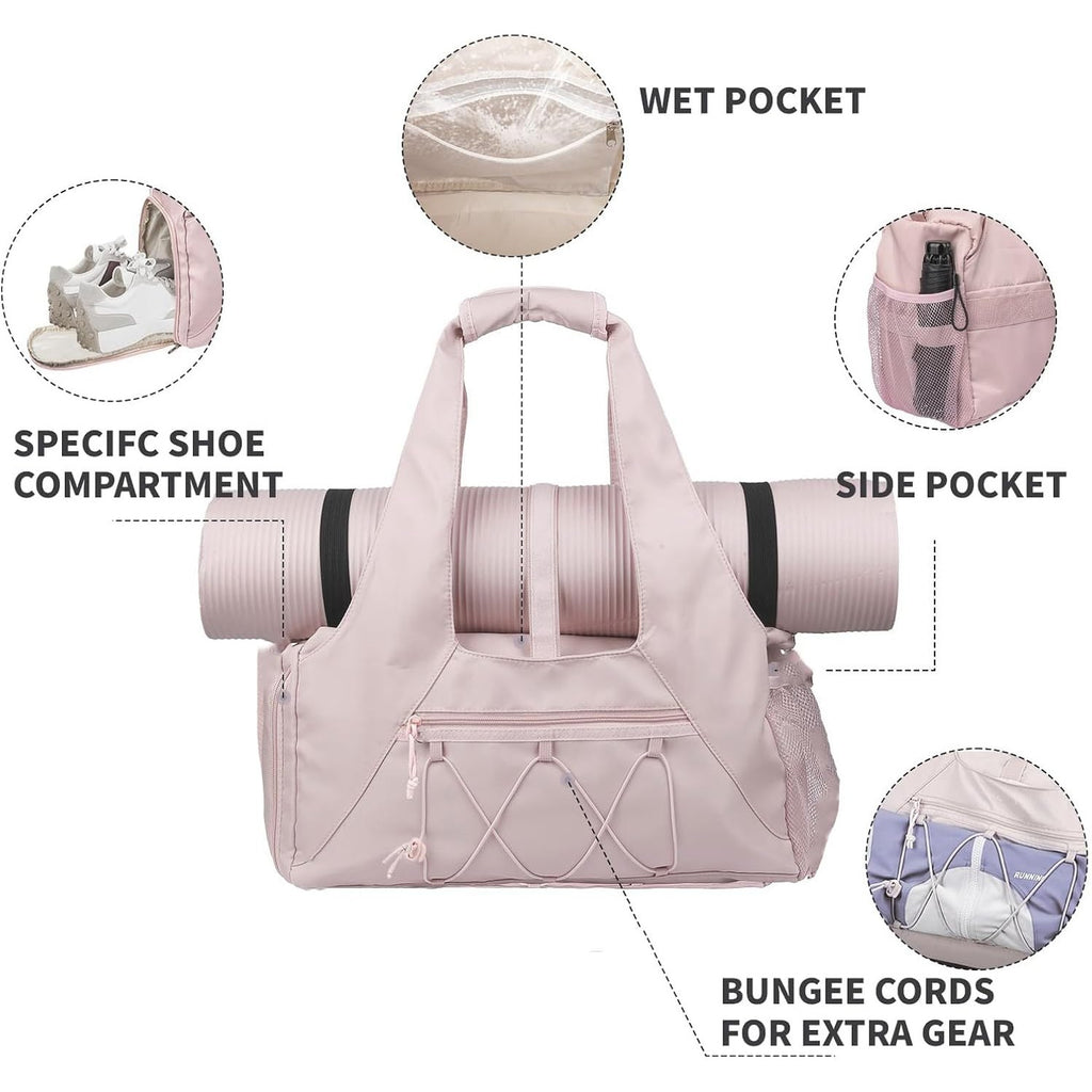 Gym & Travel Duffel Bag with Shoe Compartment – Pink