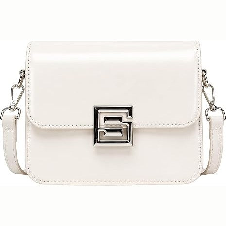White Glossy PU Leather Crossbody Bag