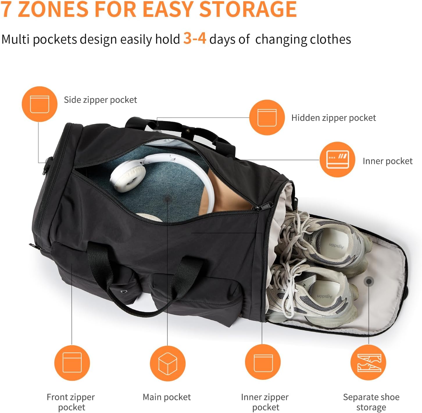 32L Travel Duffel Gym Bag – Ink Black