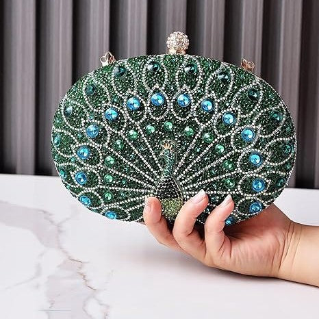 Peacock Crystal Evening Clutch