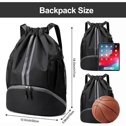 Sports Drawstring Backpack – Black