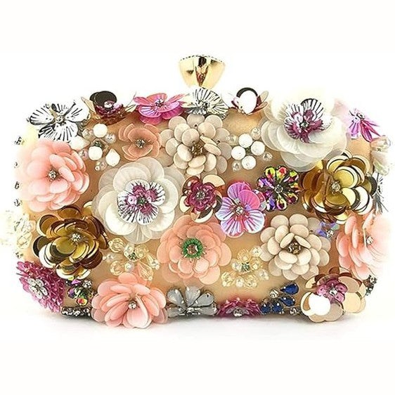 Blush Floral Clutch Evening Bag