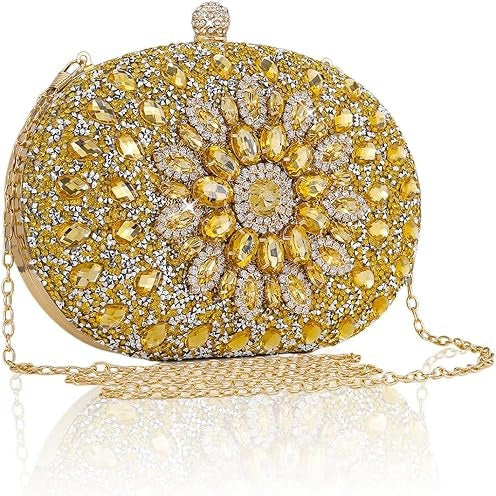 Gold Rhinestone Evening Clutch Bag