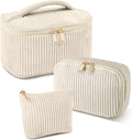 3-Piece Corduroy Cosmetic Bag Set – Khaki