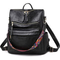 Black Convertible Leather Backpack Purse