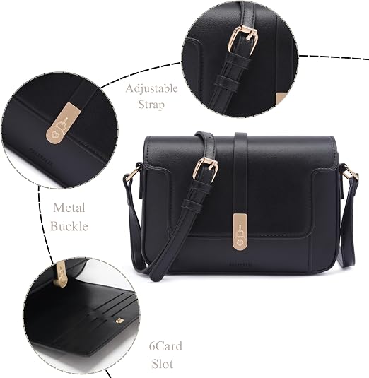 Flap Lock Crossbody Bag with Card Slots