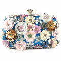 Blue Floral Clutch Evening Bag