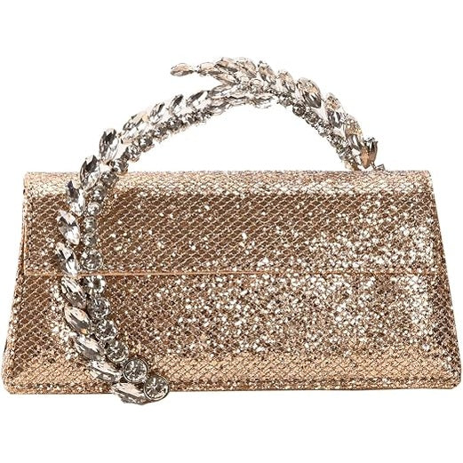 Gold Glitter Crystal Clutch Bag