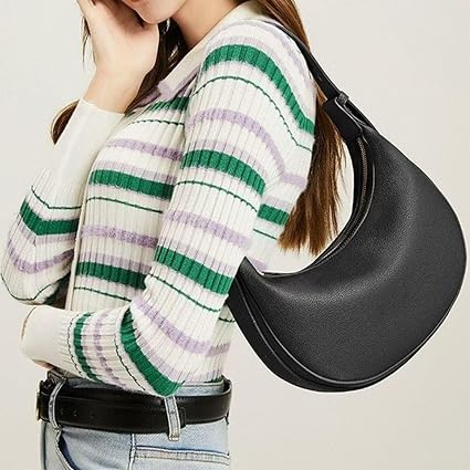 Women's Black Crescent Shoulder & Crossbody Bag