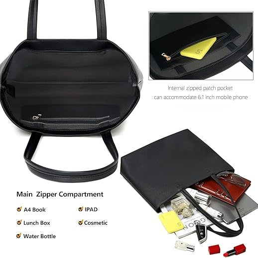 Ladies Tote Bag – Black PU Leather