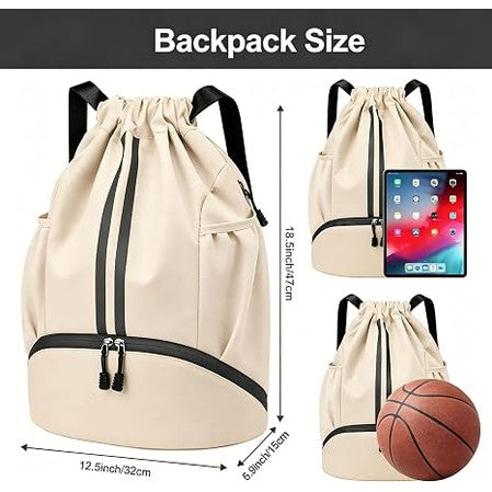 Sports Drawstring Backpack – Beige