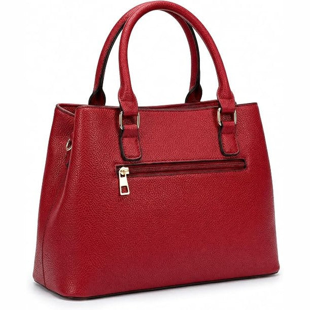 Red Croc-Embossed Faux Leather Tote Bag