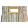 Woven Straw Clutch Bag with Top Handle – Multicolor