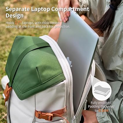Large Travel Laptop Backpack 17 Inch – Green & White