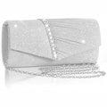 Silver Glitter Evening Clutch Bag