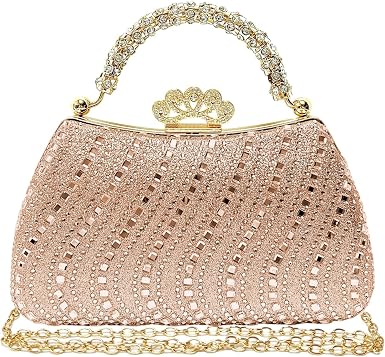 Rose Gold Crown Rhinestone Clutch