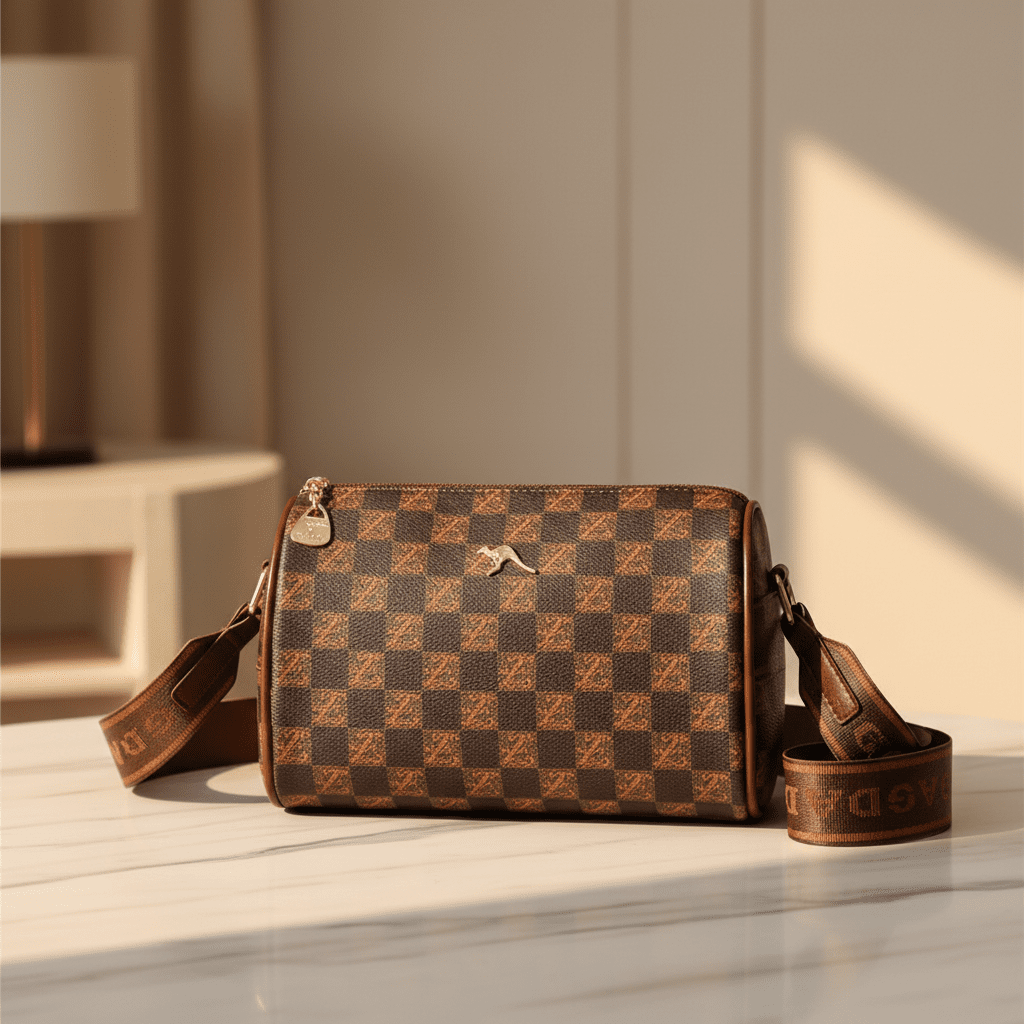 Bag on Marble with Golden Light