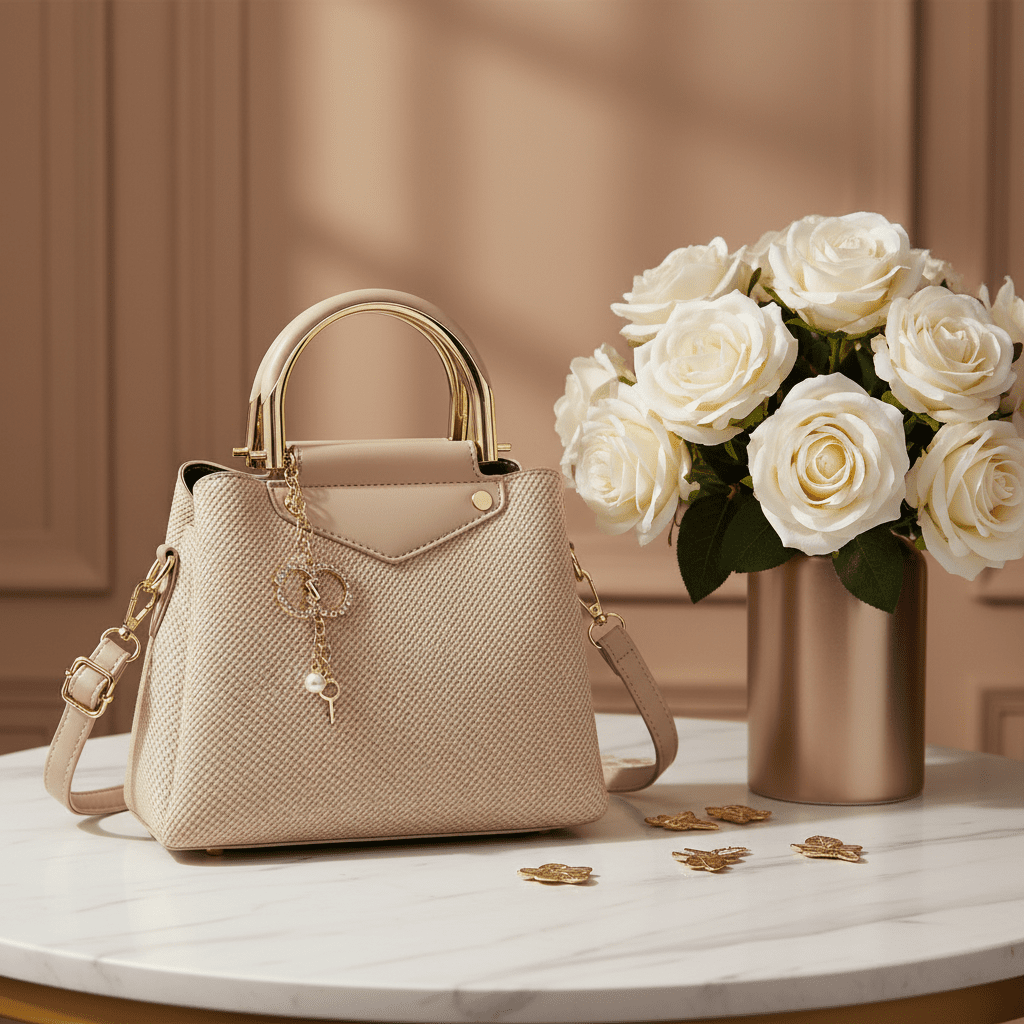 Bag on Marble with Roses