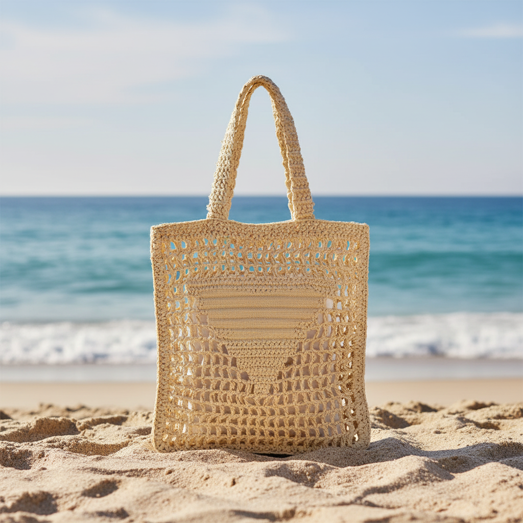 Beige tote on beach
