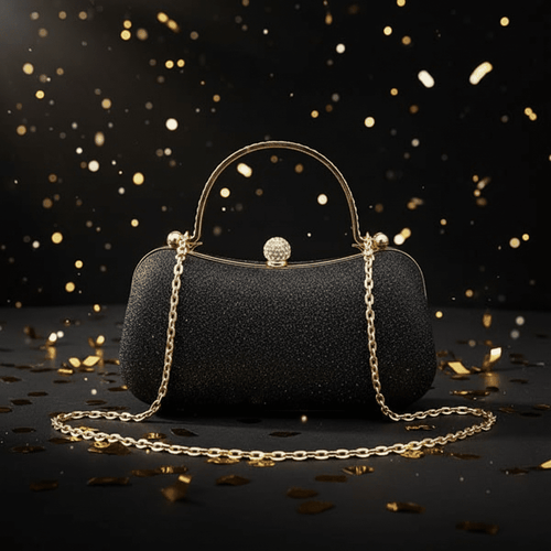 Black Gold Confetti Background