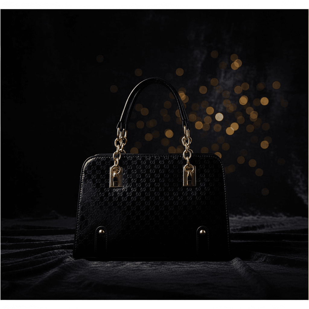 Black Handbag on Velvet Background