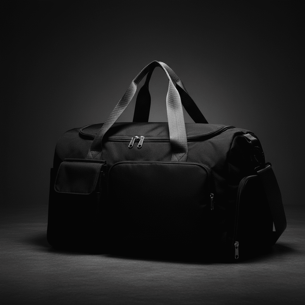 Black Oxford Duffel Bag – Moody Studio Background