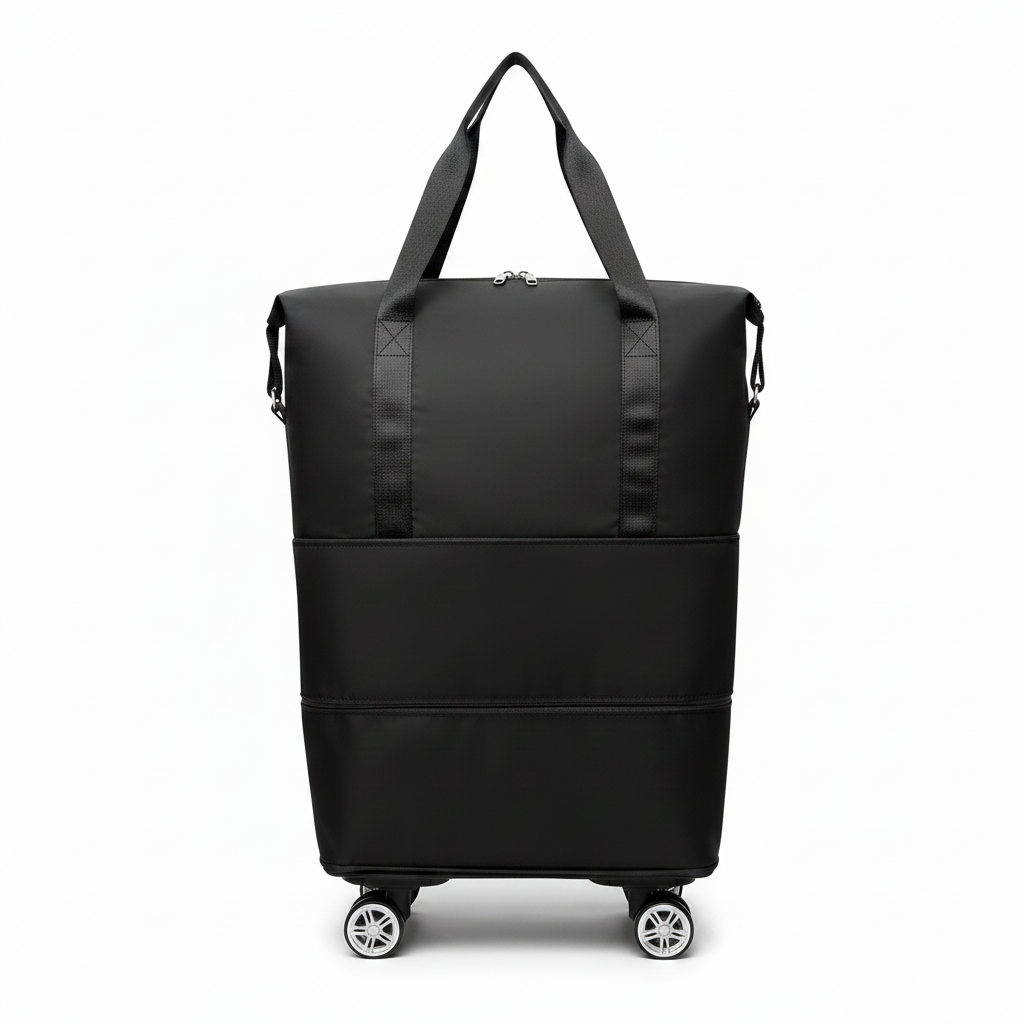 Black Rolling Duffle Grey Background