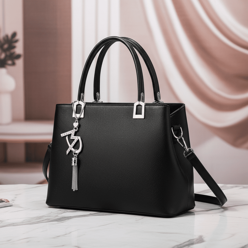 Black Satchel – Marble Background