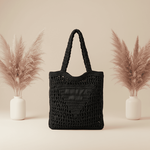 Black tote in studio