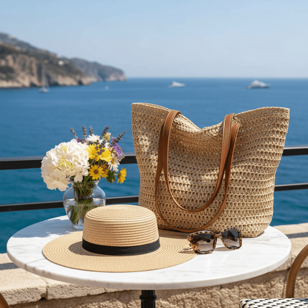 Boho Straw Bag – Cafe Setting