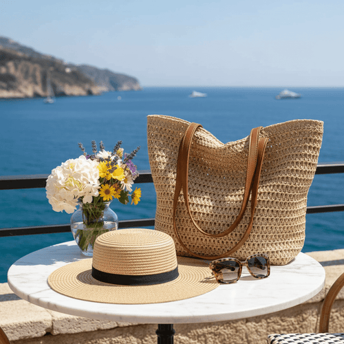 Boho Straw Bag – Cafe Setting