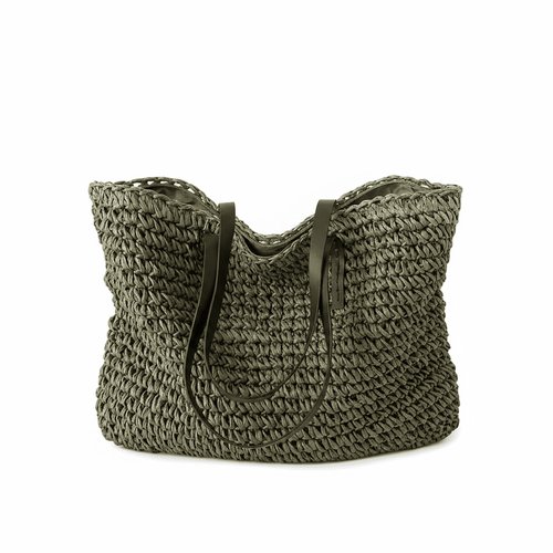 Boho Straw Bag – White Background