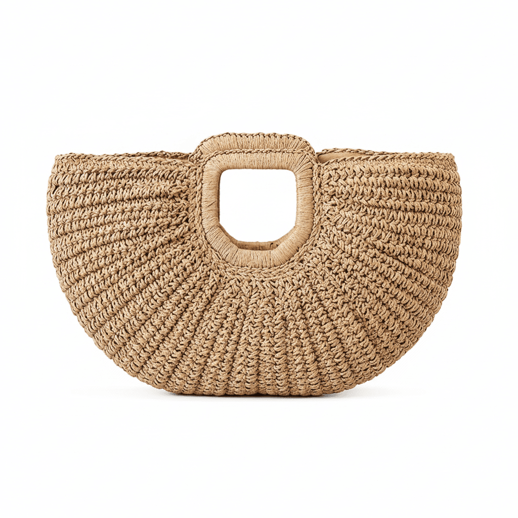 Boho Straw Beach Bag - AI Generated