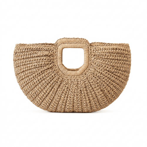 Boho Straw Beach Bag - AI Generated