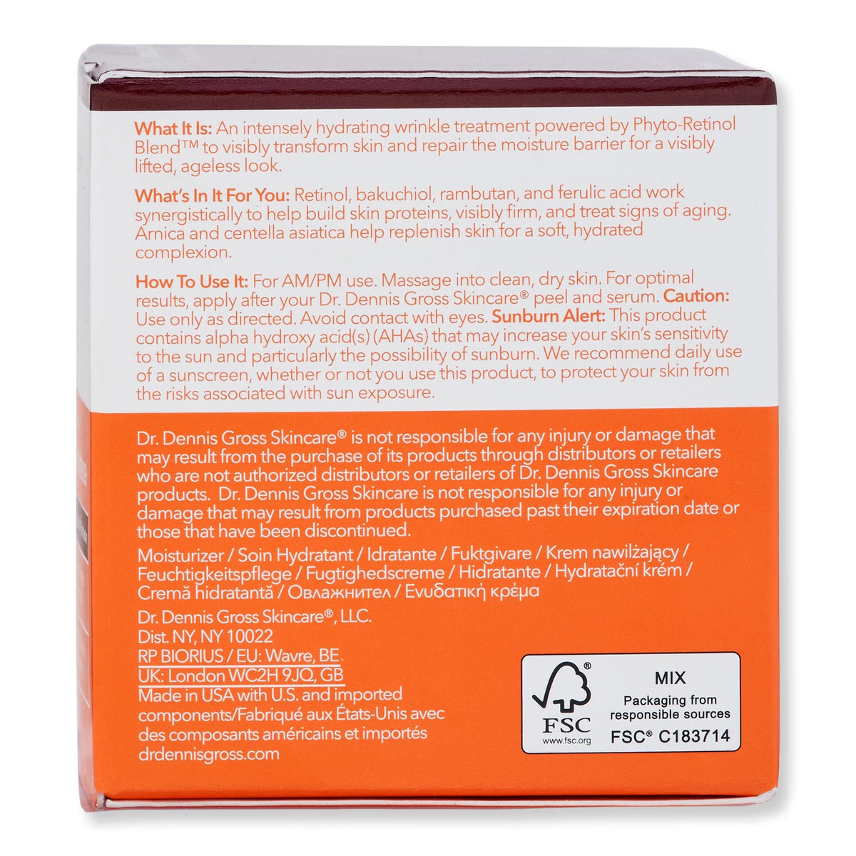 Dr. Dennis Gross Advanced Retinol + Ferulic Intense Wrinkle Cream 2 oz.
