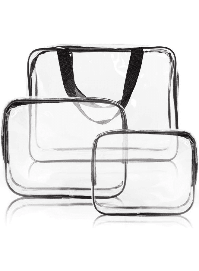 3-Piece Clear Cosmetic Bag Set