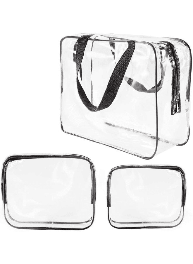 3-Piece Clear Cosmetic Bag Set