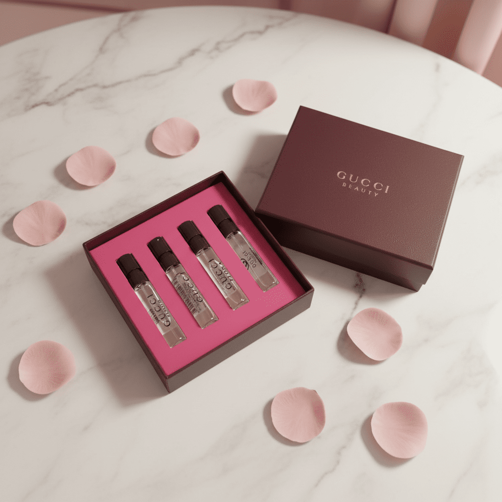 Gucci Beauty Miniature Gift Set marble flatlay