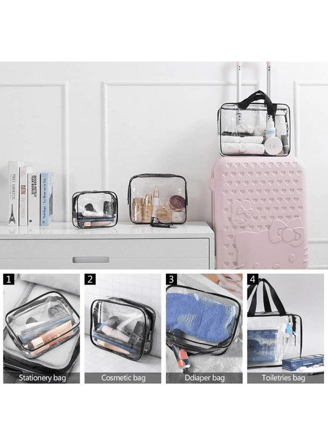 3-Piece Clear Cosmetic Bag Set