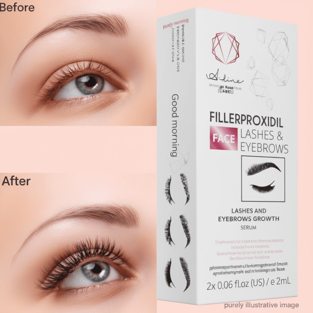 AI enhanced before and after lashes and eyebrows growth serum results