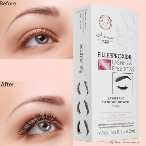 AI enhanced before and after lashes and eyebrows growth serum results