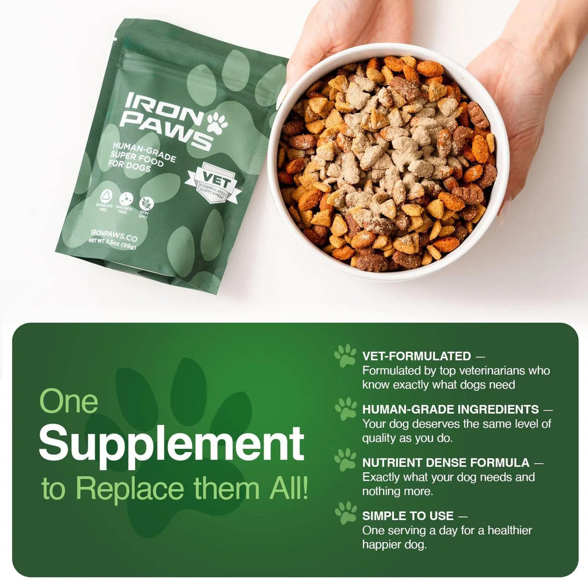 Iron Paws Human-Grade Superfood Dog Supplement Powder 3.5 oz