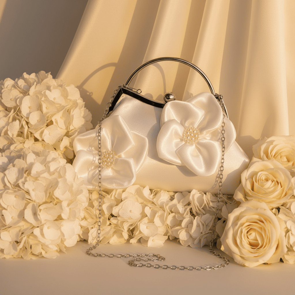 Ivory Floral Clutch - Bridal Garden