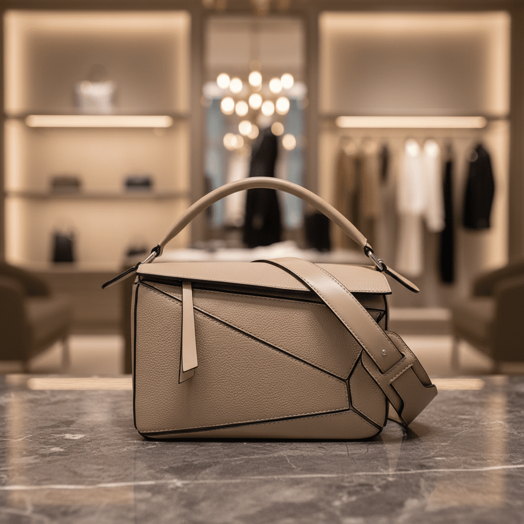 Khaki Geometric Bag – Boutique Setting