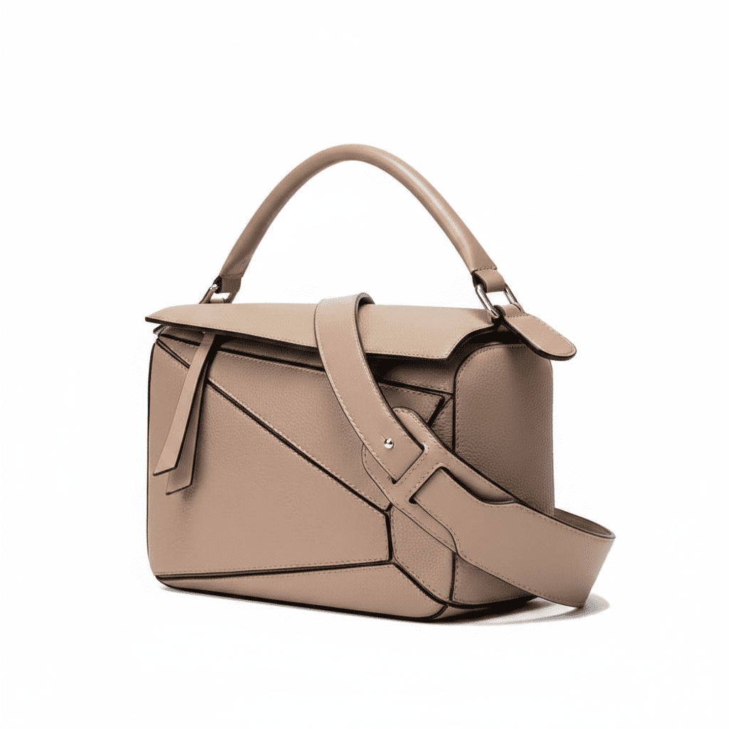 Khaki Geometric Bag – White Background