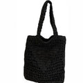 Black Crochet Straw Beach Tote Bag