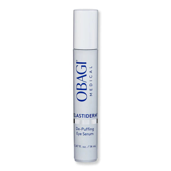 Obagi Medical Elastiderm De-Puffing Eye Serum bottle on a white background