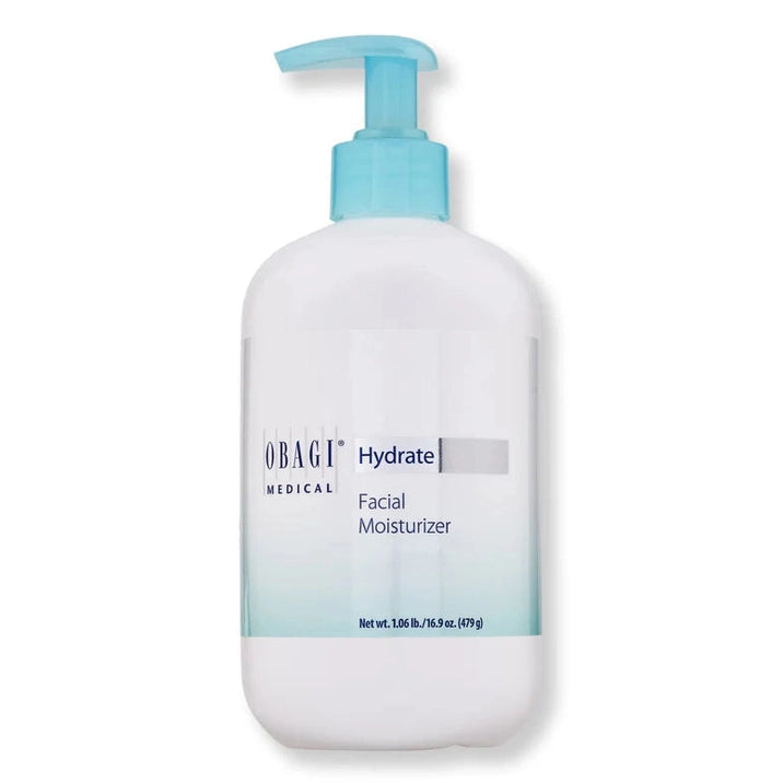 Obagi Hydrate Facial Moisturizer bottle with pump on a white background
