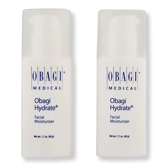 Two bottles of Obagi Hydrate Facial Moisturizer on a white background